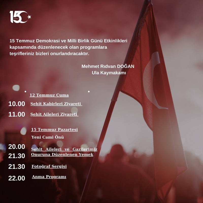 15 Temmuz Demokrasi ve Milli Birlik Günü Etkinlik Programı